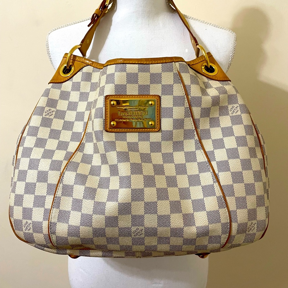 Authentic Louis Vuitton Shoulder Bag Galliera PM Damier Azul Used LV Handbag Vin